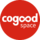 Cogood Space 品牌標誌以英文品牌名Cogood為主題，並於good的中間兩個o字以無限符號呈現，代表兩個聚落共好連結後創造無限可能。品牌英文字全部採用小寫字體，代表身處cogood的夥伴，都是小型創業家，藉由大家一起共好，形成一個火紅的大圓球，熱情地往無限的未來轉動。Cogood的下方，搭配Space，代表共享空間。未來將可以延伸至Story、Living、Market等，代表共好故事、共好居住、共好市集等。